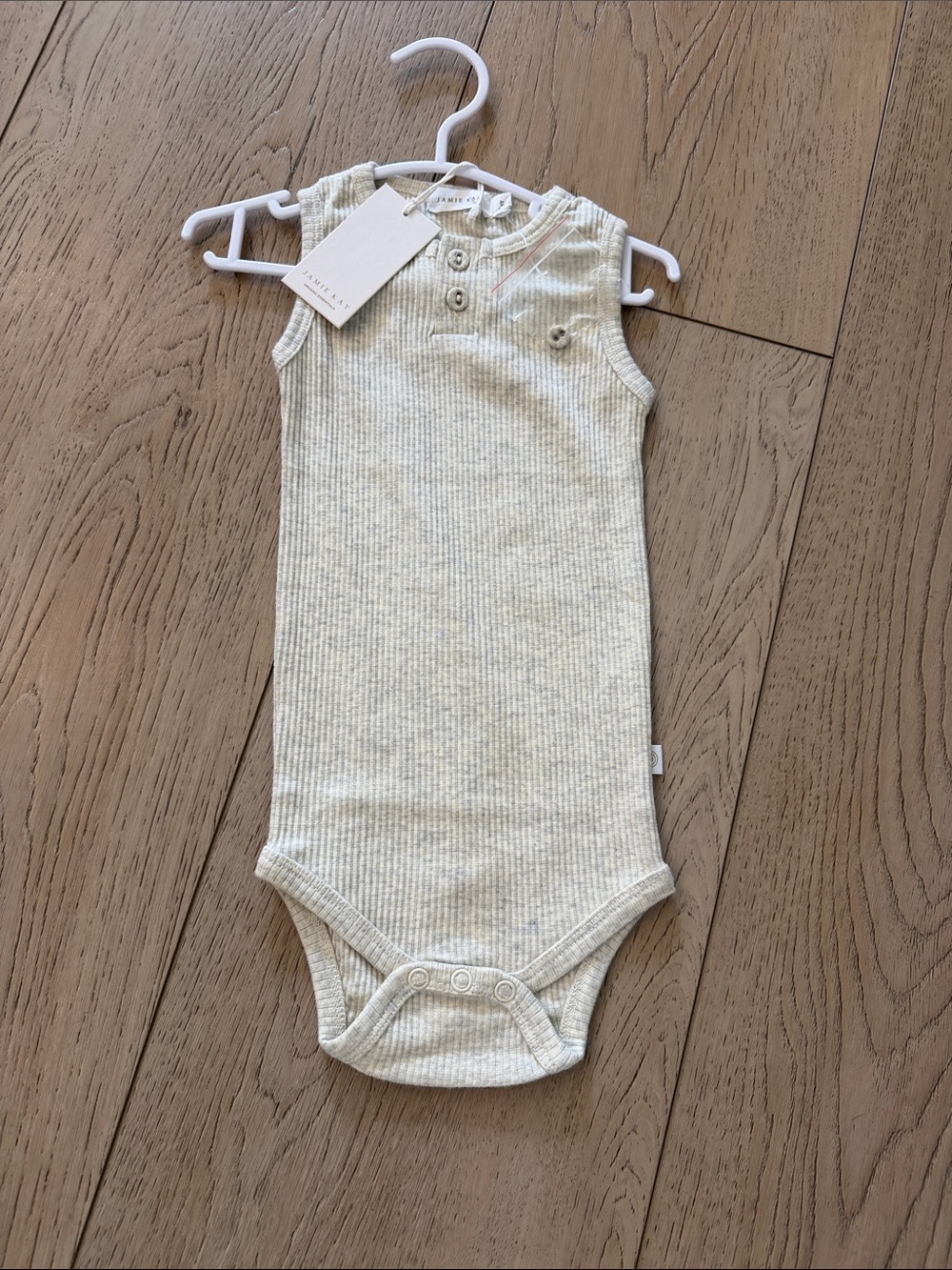 Jamie Kay Ribbed Sleeveless Henley Bodysuit - Light Cream